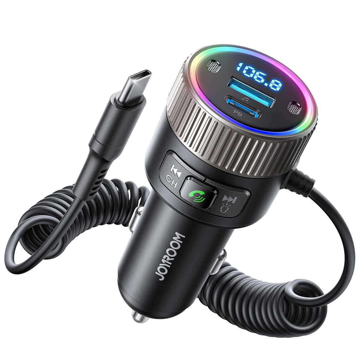 60W Fast Car Phone Charger with Spring C Cable