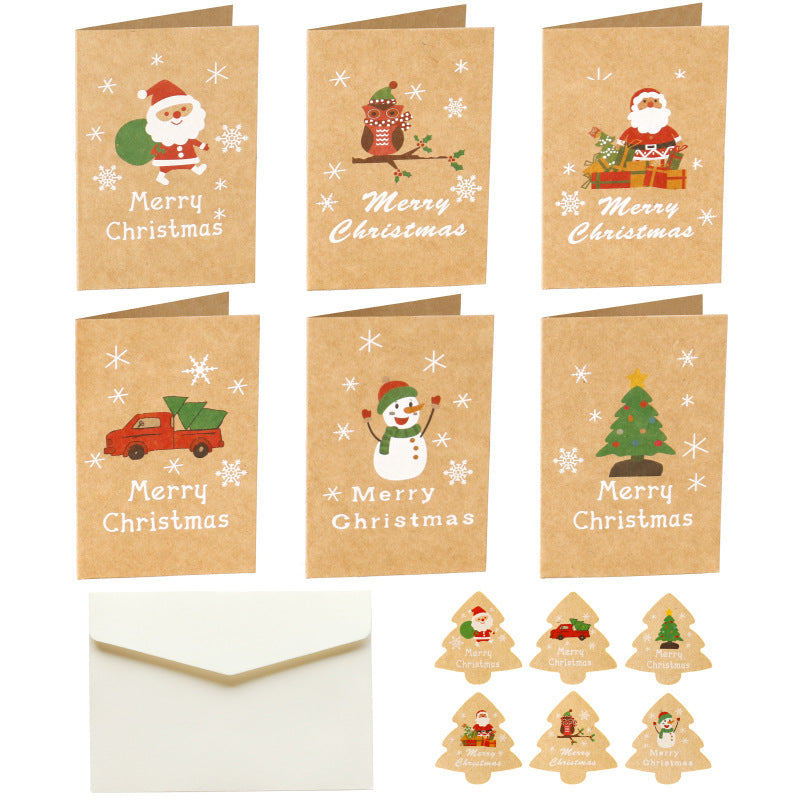 Papier Kraft Carte de Noël Bénédiction Carte de message Sticker de carte d'enveloppe