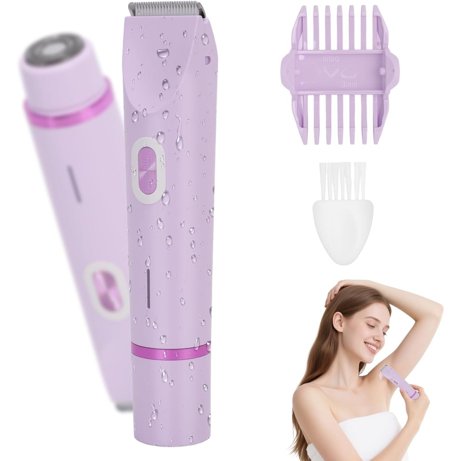 2-en-1 Rasoir avec tête de remplacement et brosse de nettoyage pour un accès précis de soirée de grooming