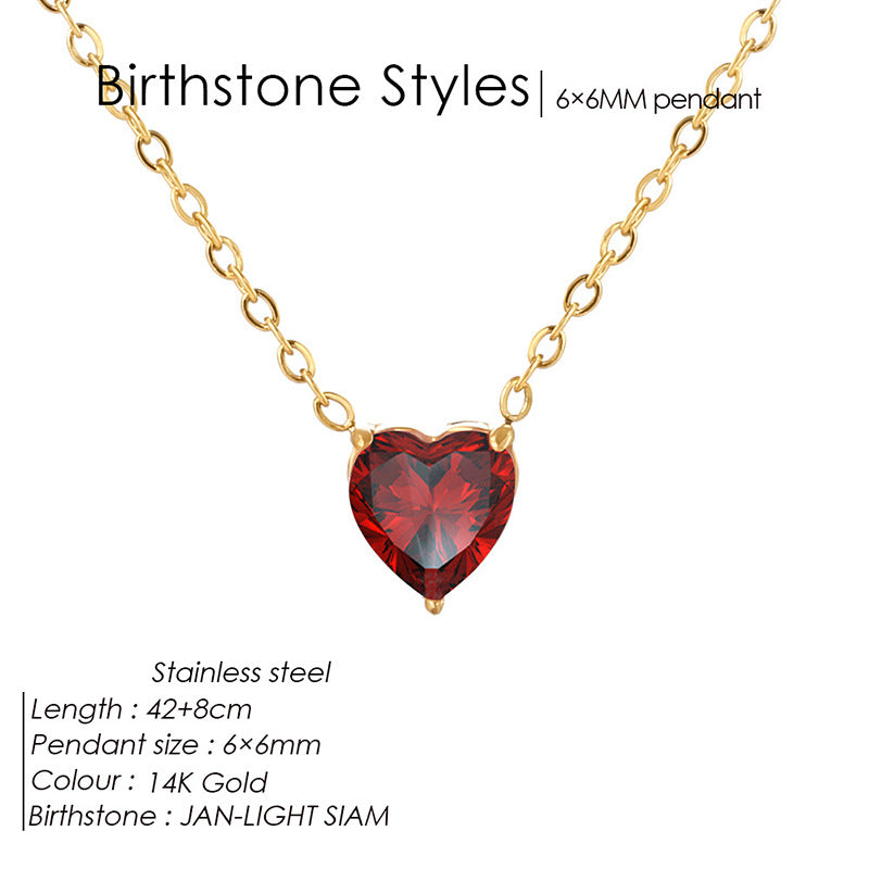 Pendentif en forme de cœur cristal coloré et collier de Zircon