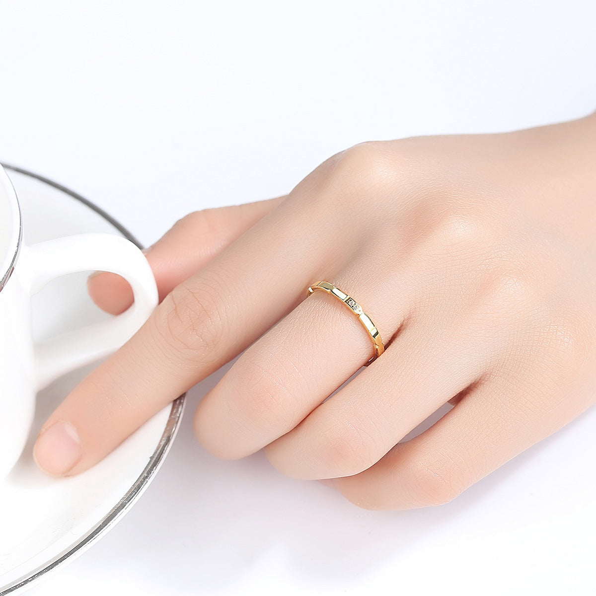 Bijoux coréen en argent de mode en zircon rond