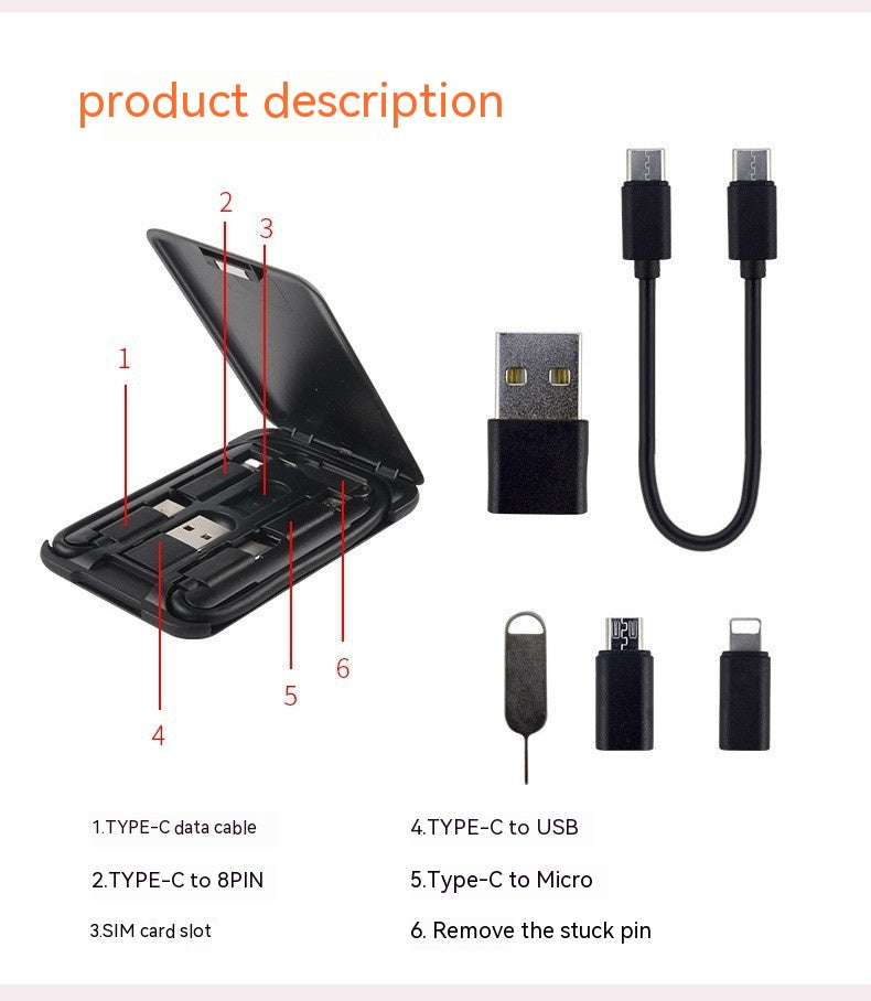 Portable Data Cable Business Card Holder Câble de recharge multifonctions Mobile Phone Bracke