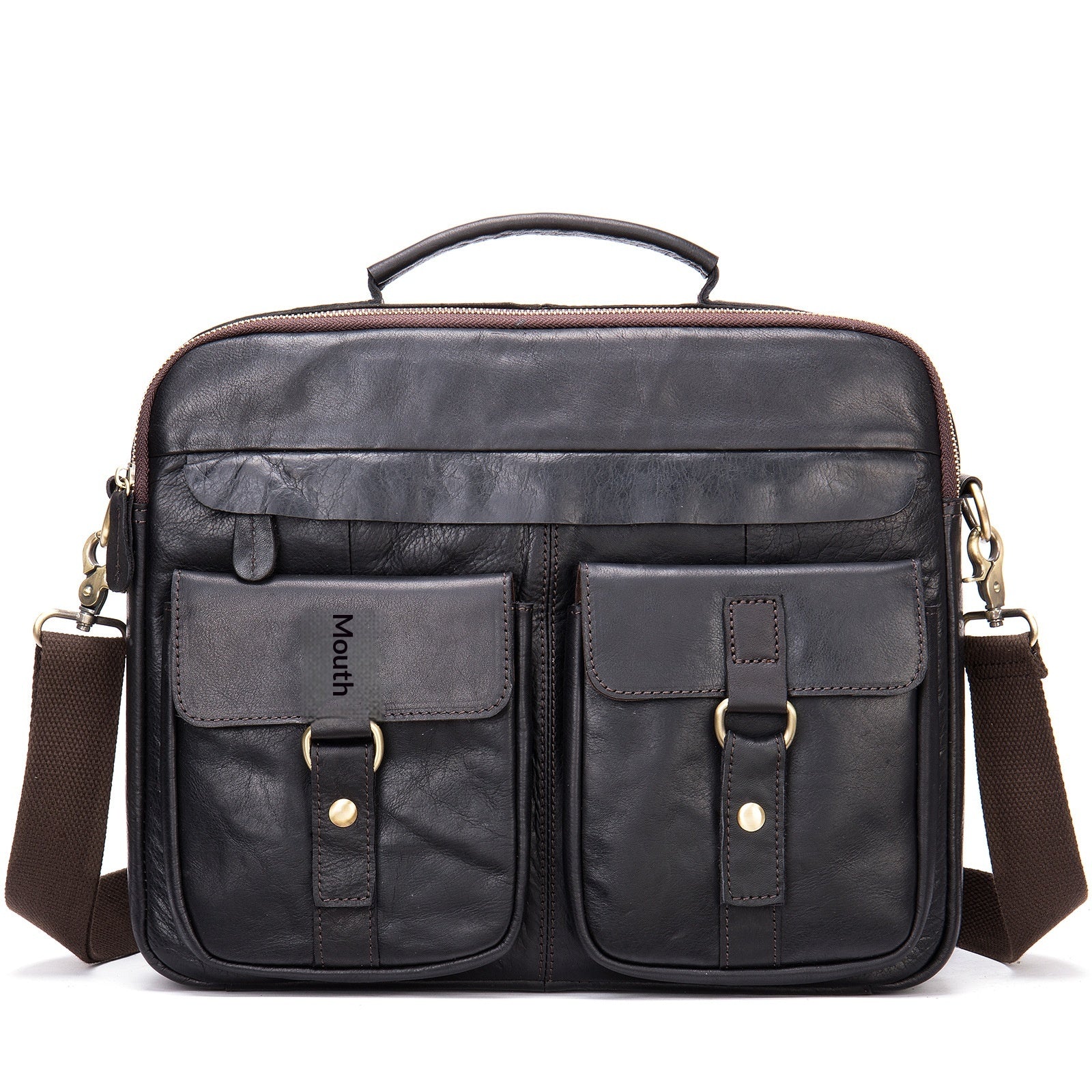 Sac à main en cuir plein-grain pour homme Rétro Sac à bandoulière en cuir