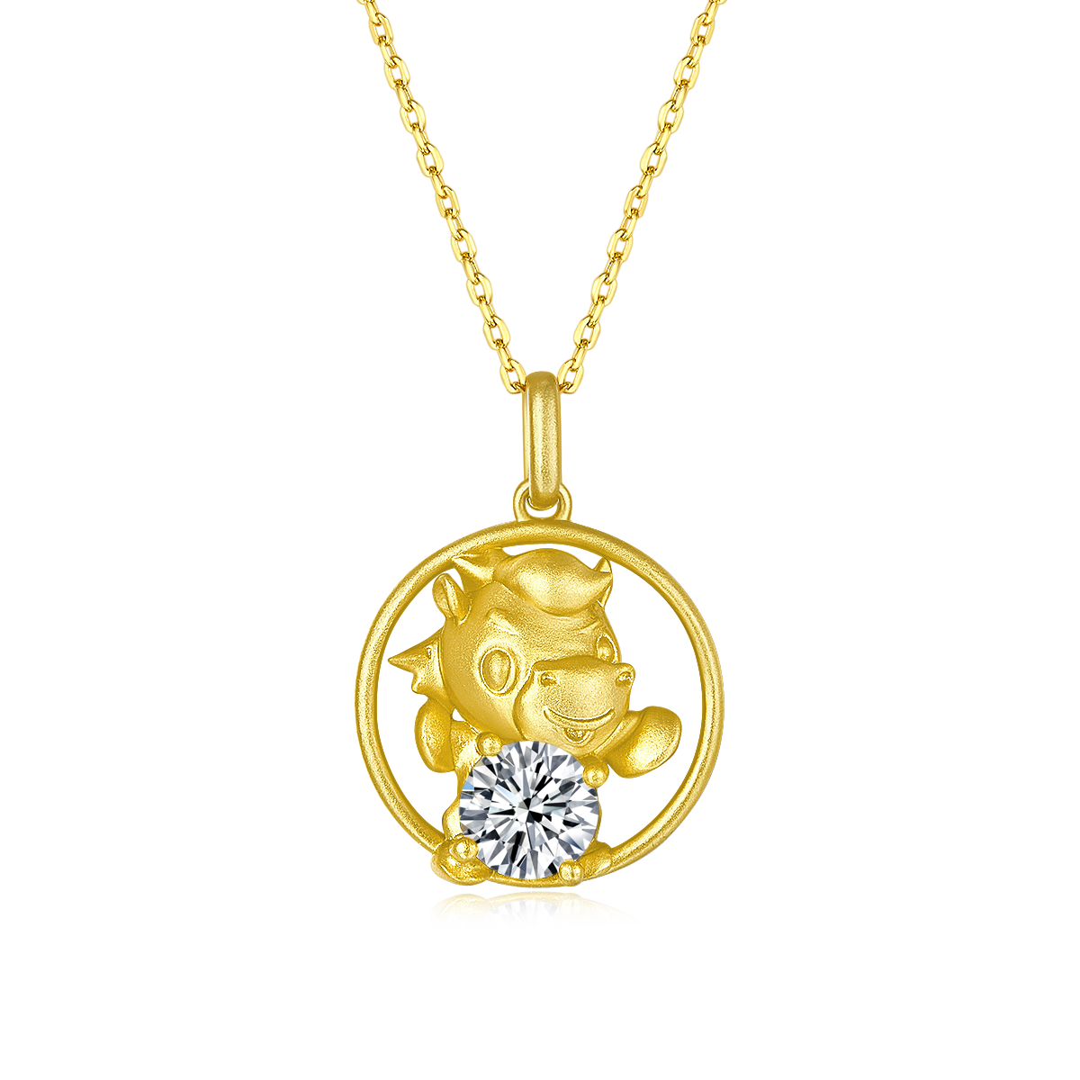S925 Argent plaqué or 1ct D Couleur VVS1 Moissanite Ox Collier 5g Chinese Zodiac Benmingn