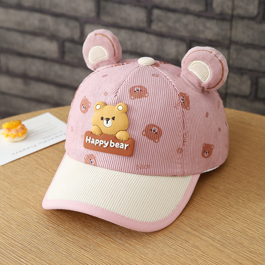 Garçons et filles d'automne Patchwork Oreilles d'ours 3D Tête d'ours pleine impression Cap de baseball bébé - Perfec