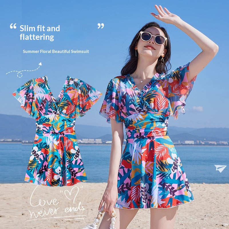 Maillot de bain Printemps Feuille d'érable Imprimé Une pièce Design