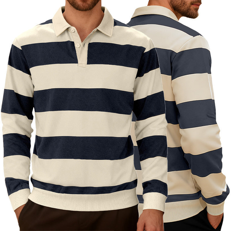 Chemise à manches longues à boutons rayés pour hommes