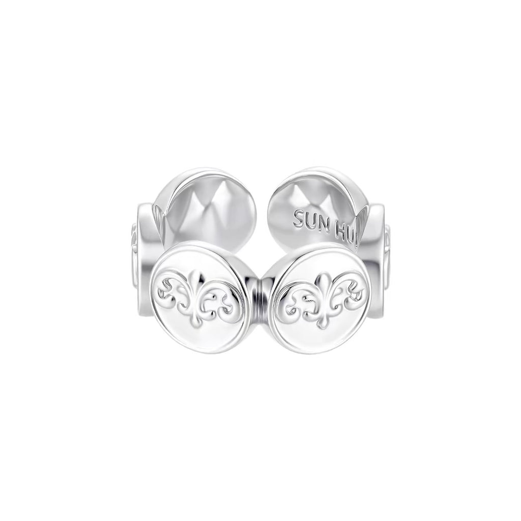 Trois lignes horizontales Bijoux Iris Fleur Anneau Lumière Titanium Dentelle Hollow Maillard Lumière