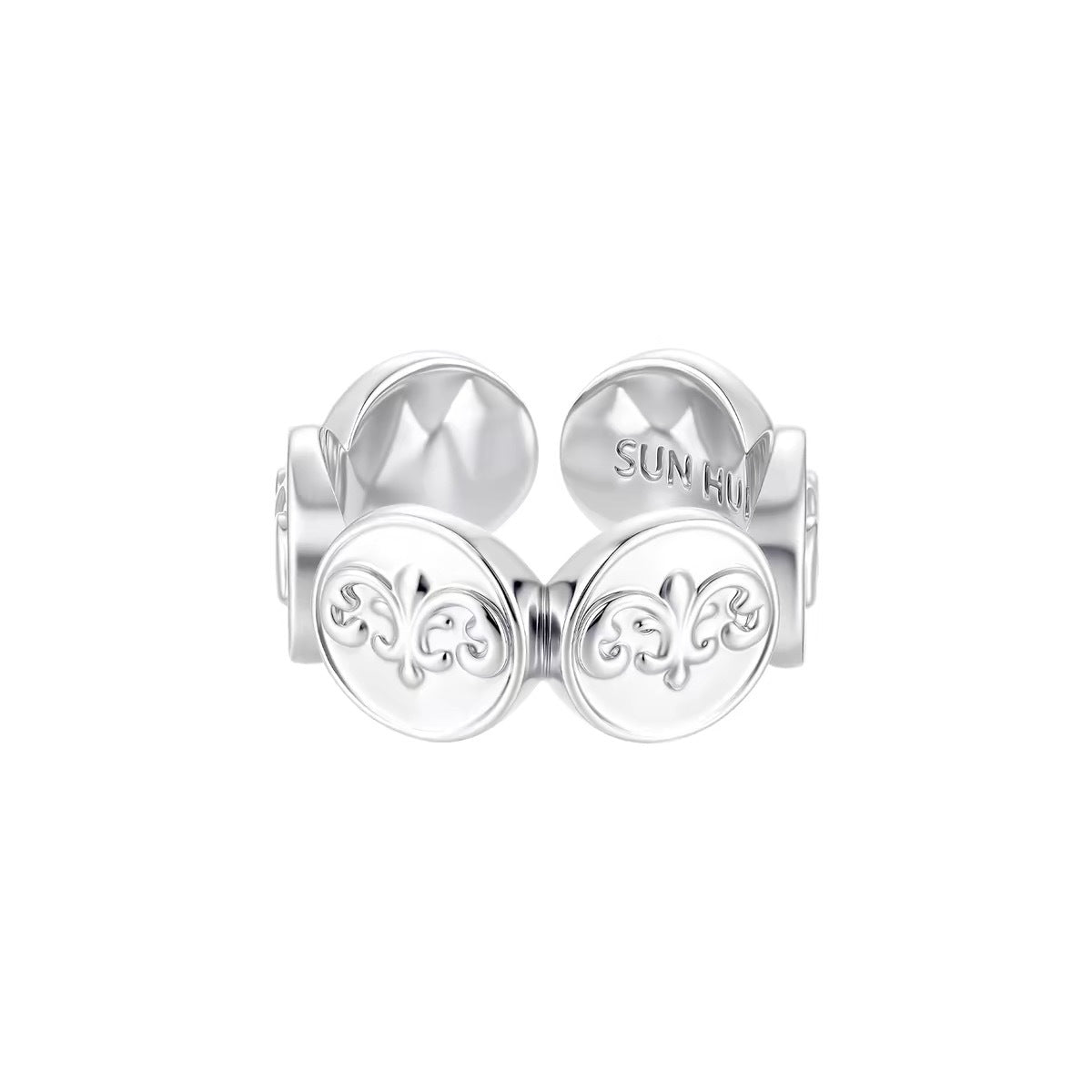 Trois lignes horizontales Bijoux Iris Fleur Anneau Lumière Titanium Dentelle Hollow Maillard Lumière