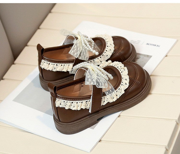 Printemps Arrivée Fashion Filles Dentelle Trim Flat Shoes