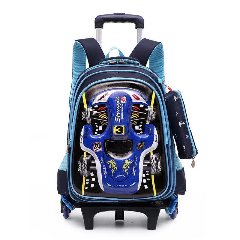 Trolley Primary School Waterproof 3D voiture Détachable Réduction de fardeau enfants sac à dos