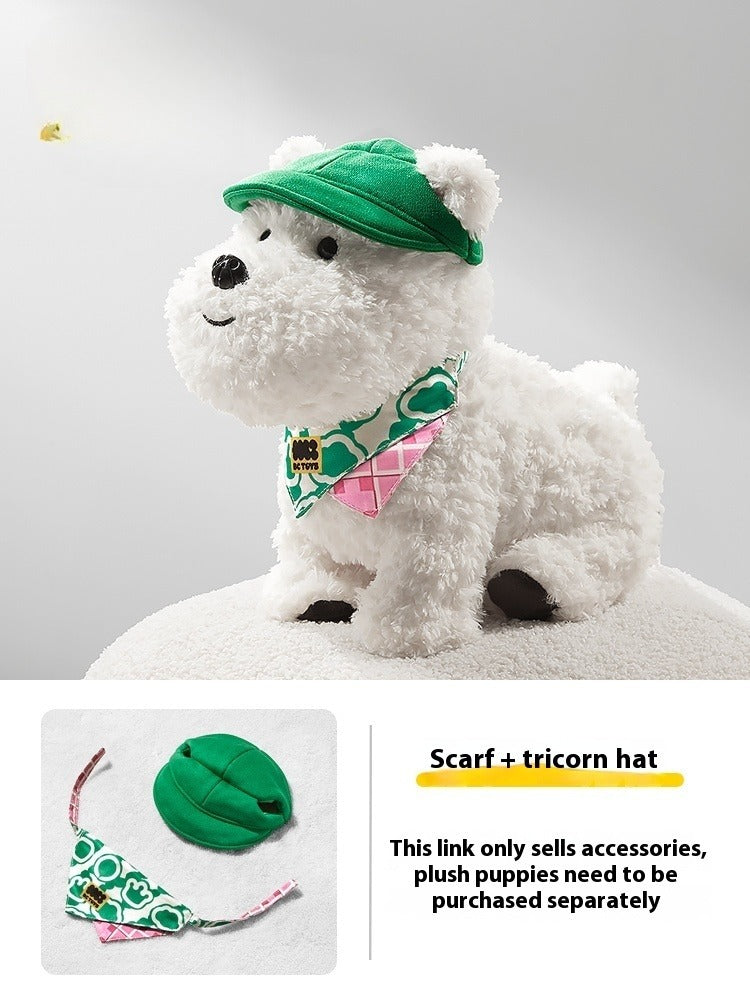 Babycare West Highland Plush Puppy Command Dog Scarf Hat Ensemble de vêtements pour chiens