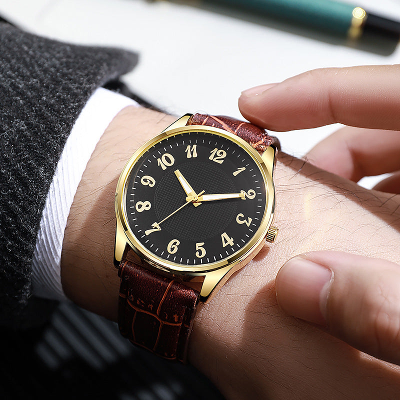 Quartz Hommes Style Business Alliage Lumineux Wristwatch de luxe avec une sensation de bracelet en cuir