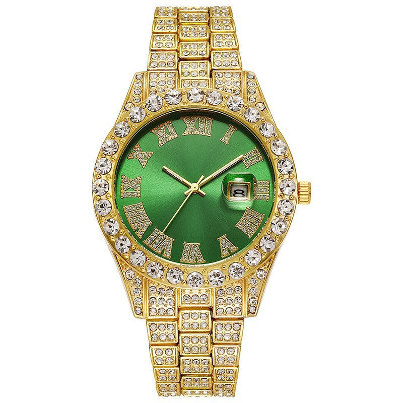 Bracelet en acier pour hommes Hip-hop Roman Quartz Montre