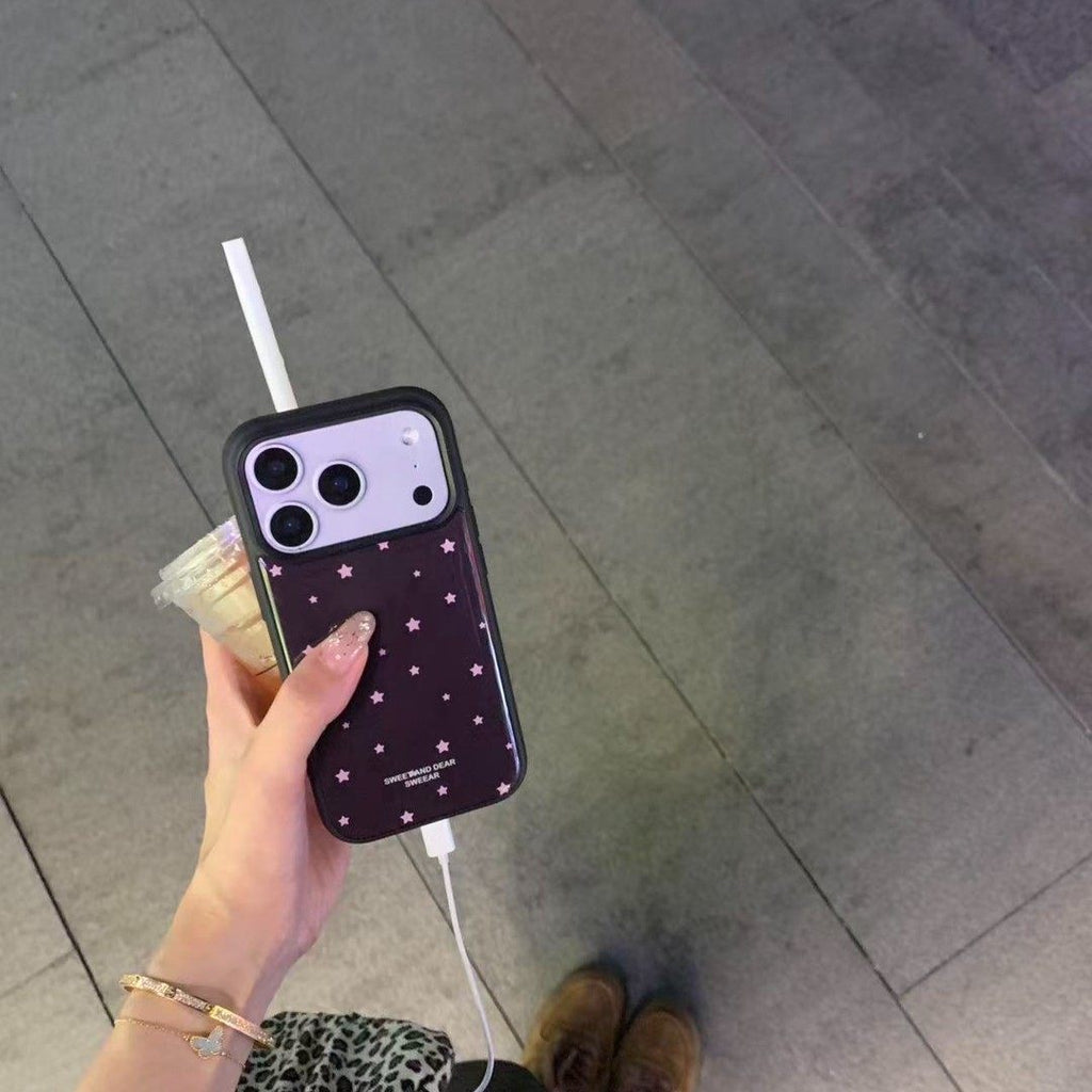 Cas de téléphone magnétique couleur étoilée avec bords noirs