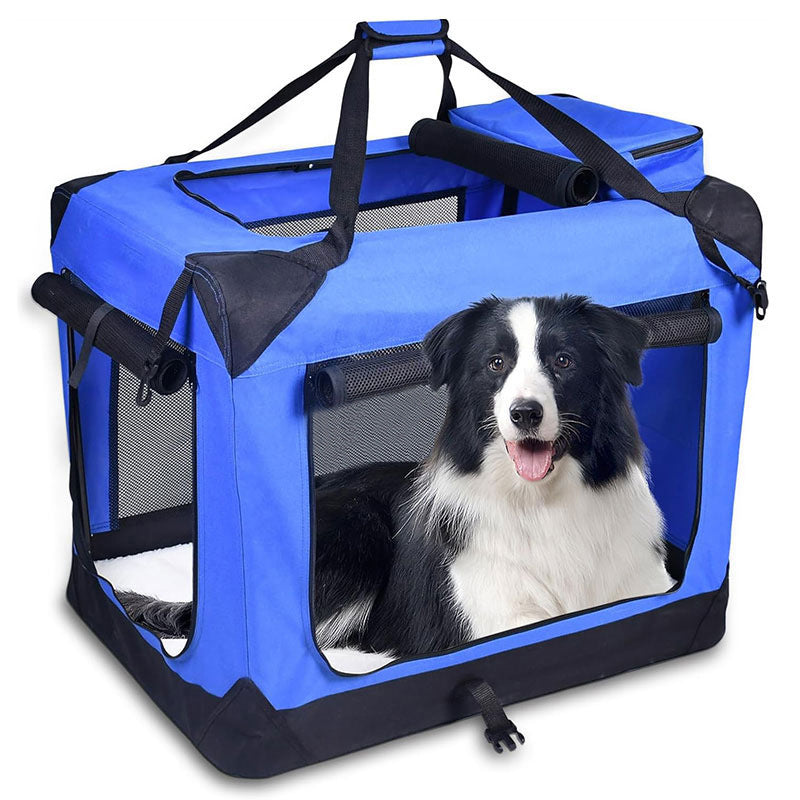 3-Porte pliant soft Dog Crate avec sac de transport et lit polaire