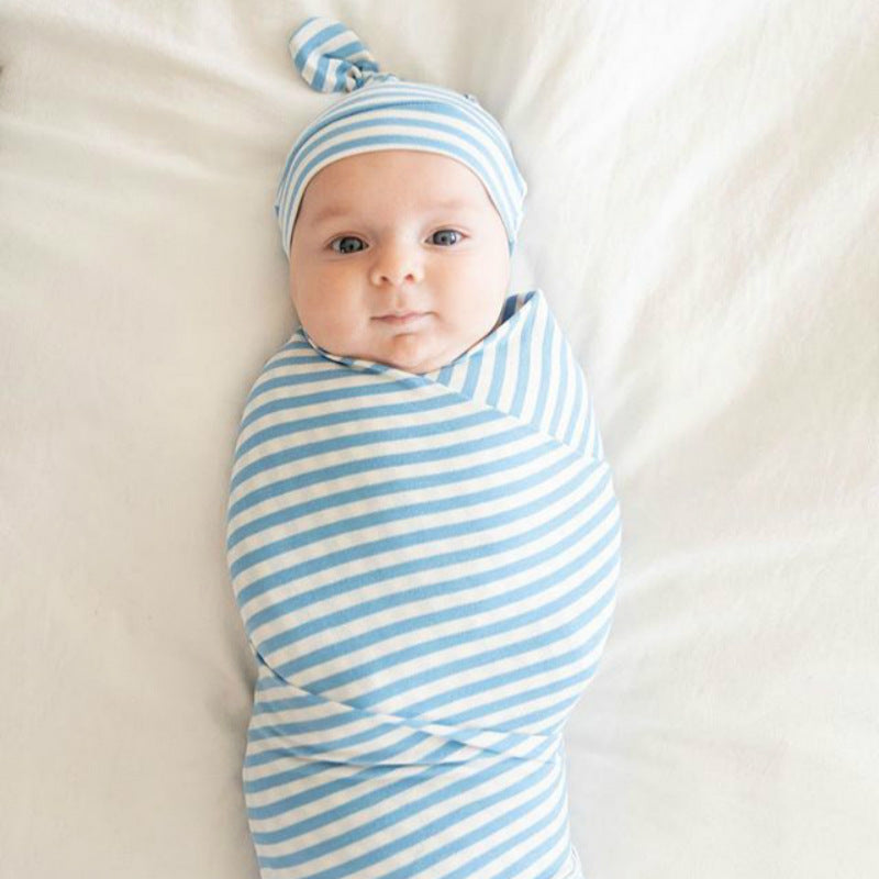 Nouveau-né Rayon Stripe Gro-bag Bonnet 2 pièces