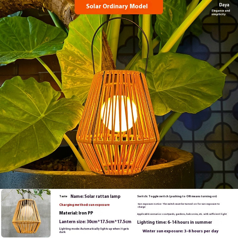 Décoration de jardin solaire Bamboo Woven bougie lumières