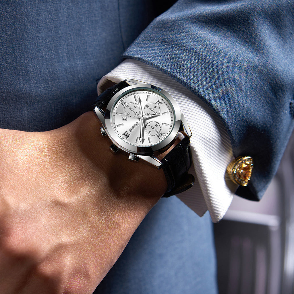 Montre Quartz Montre haute de gamme en cuir véritable montre imperméable pour hommes