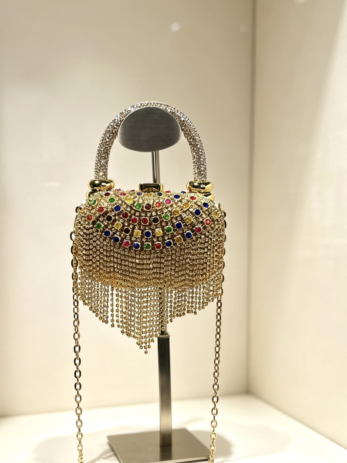 Sac à main pour épaule et sac à dos embrayé du soir Entièrement des femmes incrustées de diamants