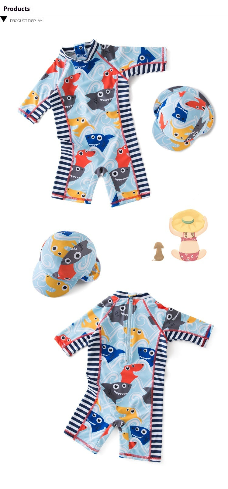Maillot de bain simple pour homme Tête de requin bleu imprimé Maillot de bain pour enfants