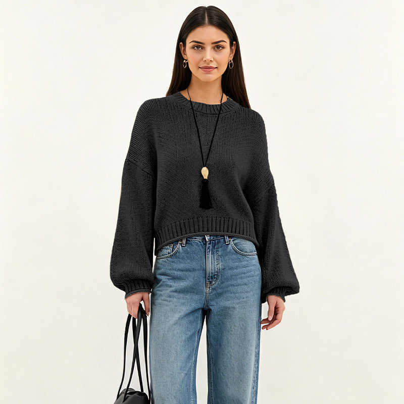 Women's Crew Neck Rolled Sweaters