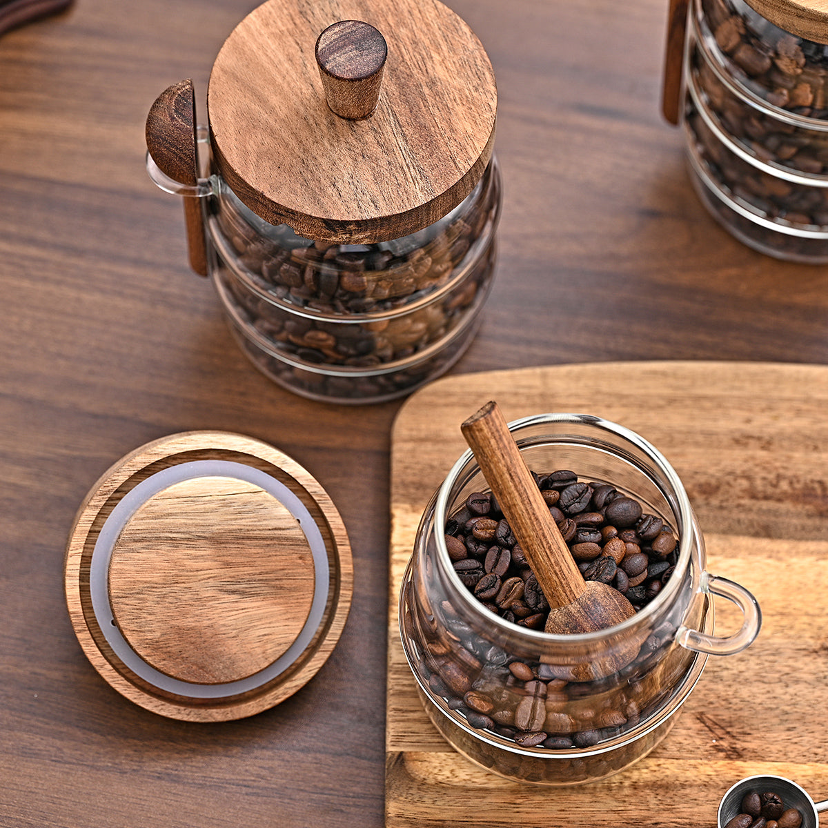 1 Pcs 18,5 Pots de café en verre OZ avec cuillères