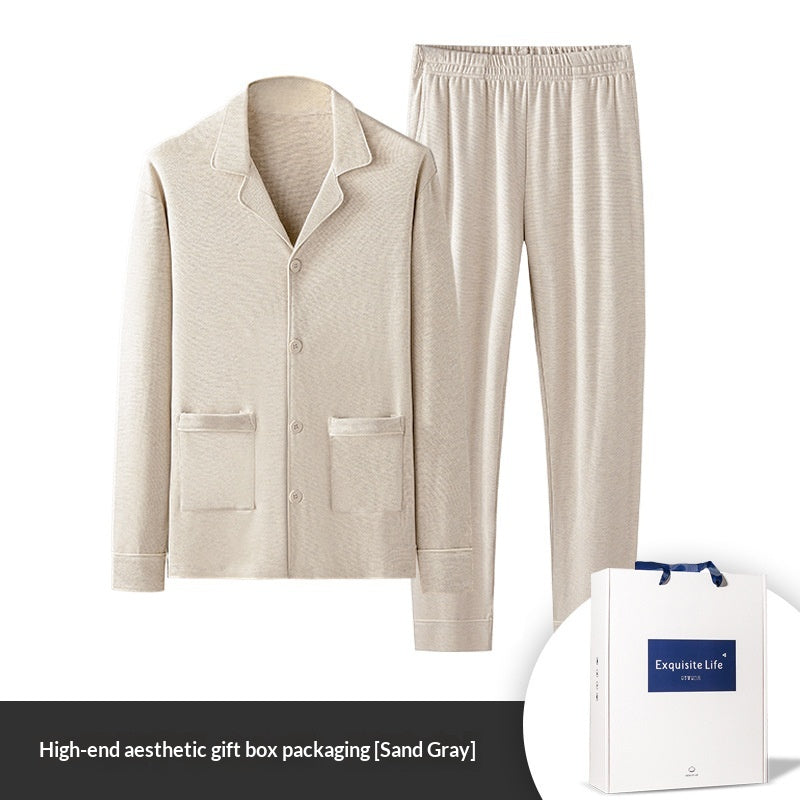 Men's Autumn/Winter Jacquard Plaid Pajama Set