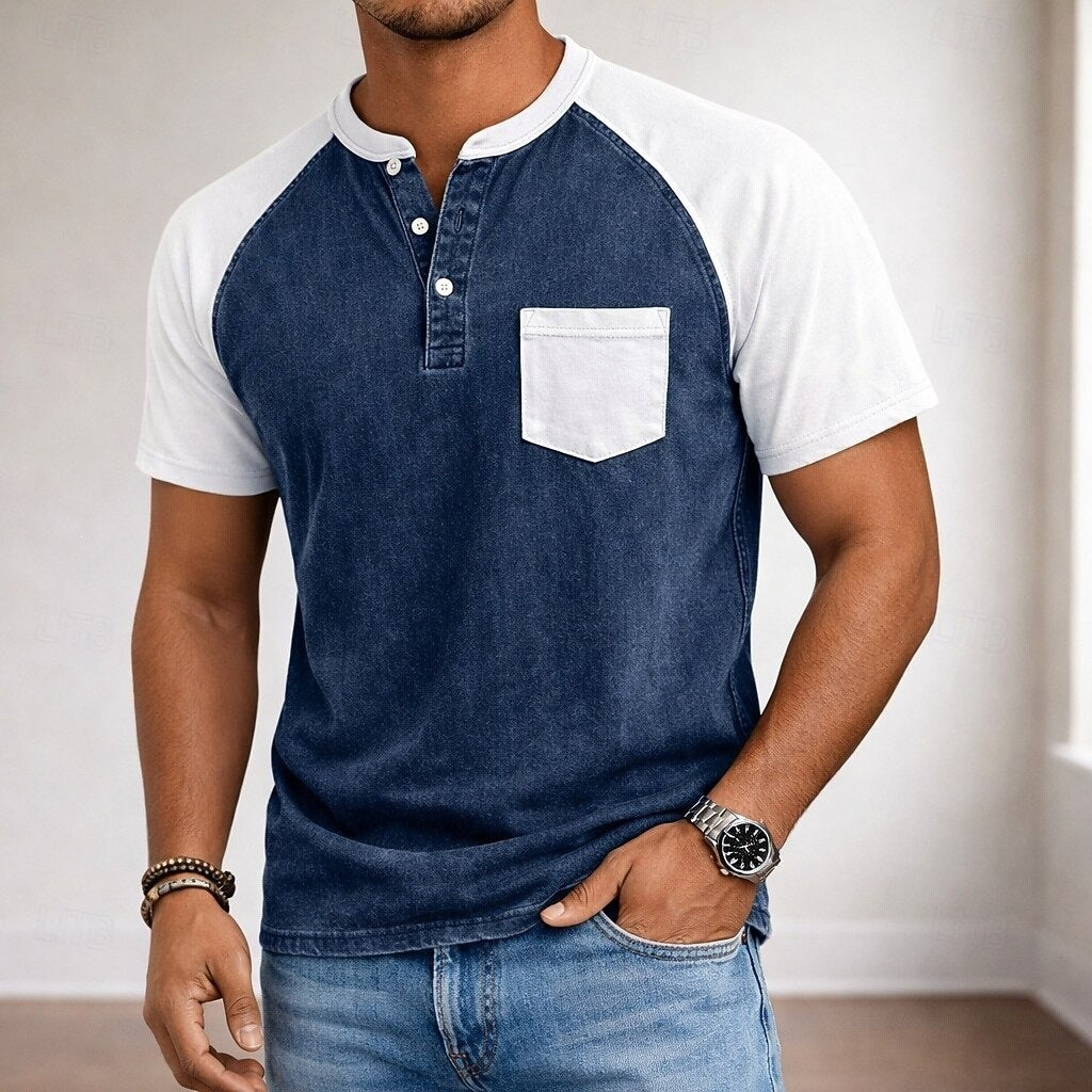 Men's polo shirt with a classic Henley collar