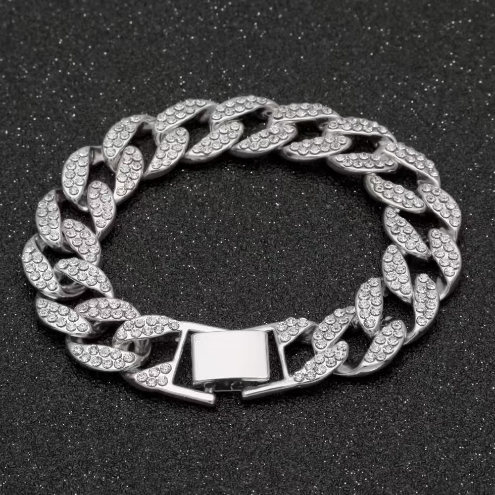 Bracelet Hip-Hop personnalisé pour les hommes et les femmes Chaîne Cubaine Tout-Diamant