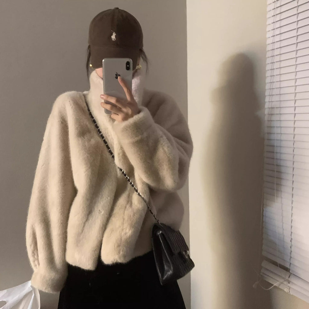 Manteau de collier coupé pour femmes