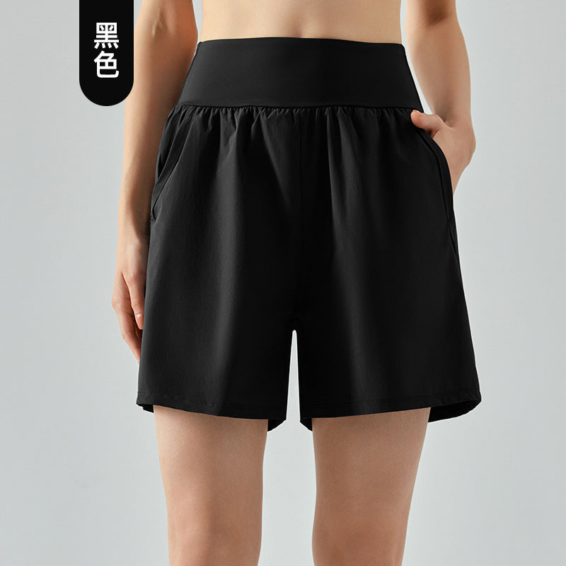 High Waist Abdomen Tuckin' Sports Shorts Été Femme Double Pocket Running Fitness Shor