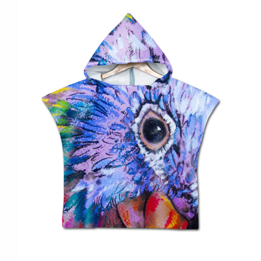 Broderie Livraison 2 jours Broderie Animal Numérique Imprimer Serviette de plage Enfants à capuche