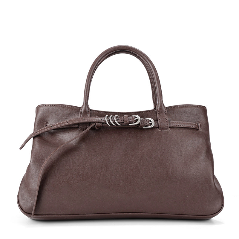 Sac en cuir tanné végétal de première couche de style coréen Minimalist Commuter Sac à main