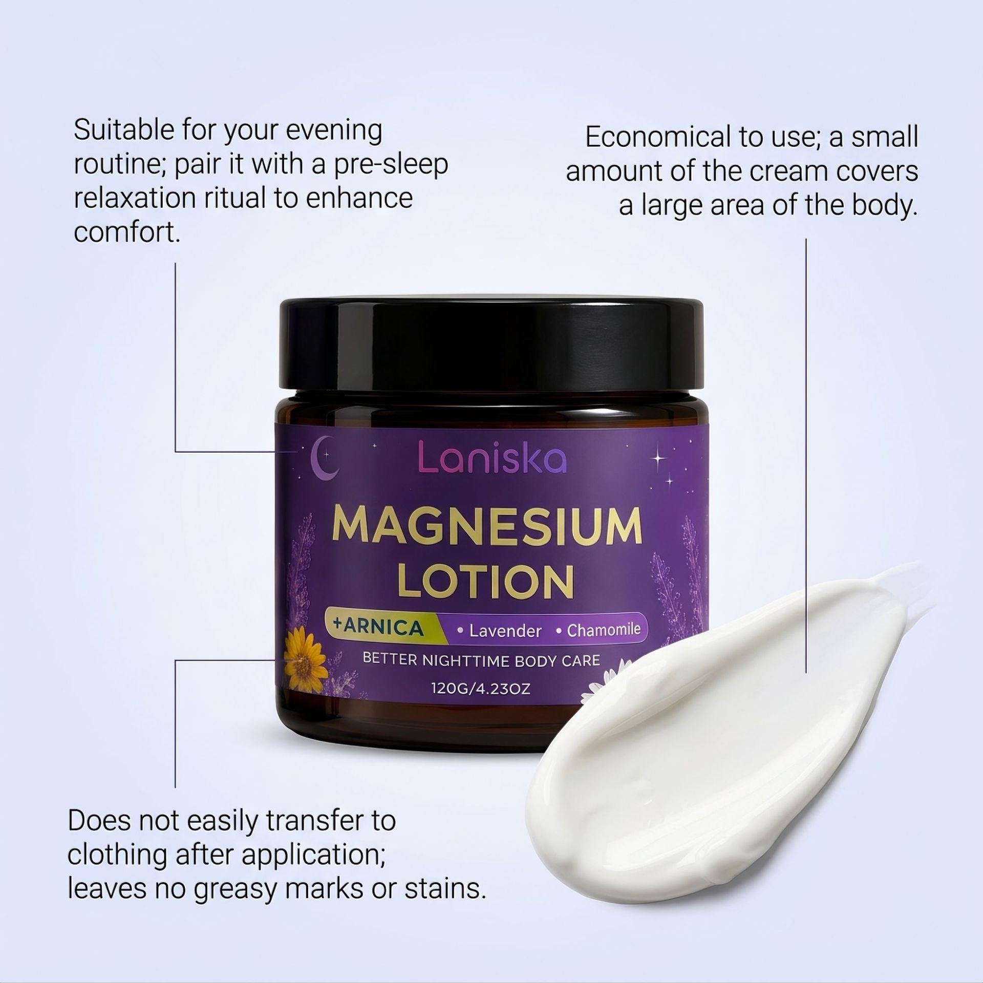 Hydratant et apaisant soin du corps Crème de magnésium de nuit
