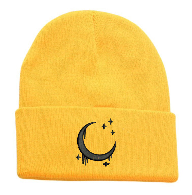 Chapeau en tricot brodé Amazon avec lune et étoiles Design AutomneHiver Chapeau en laine