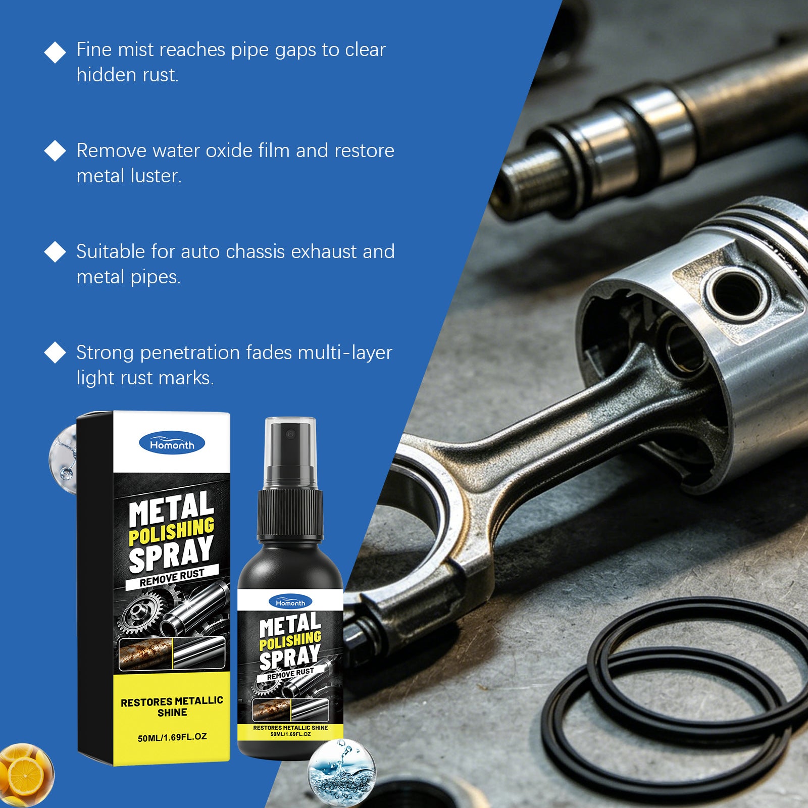 HOMONTH Rust Enlèvement et nettoyage Spray Enlèvement quotidien Rust
