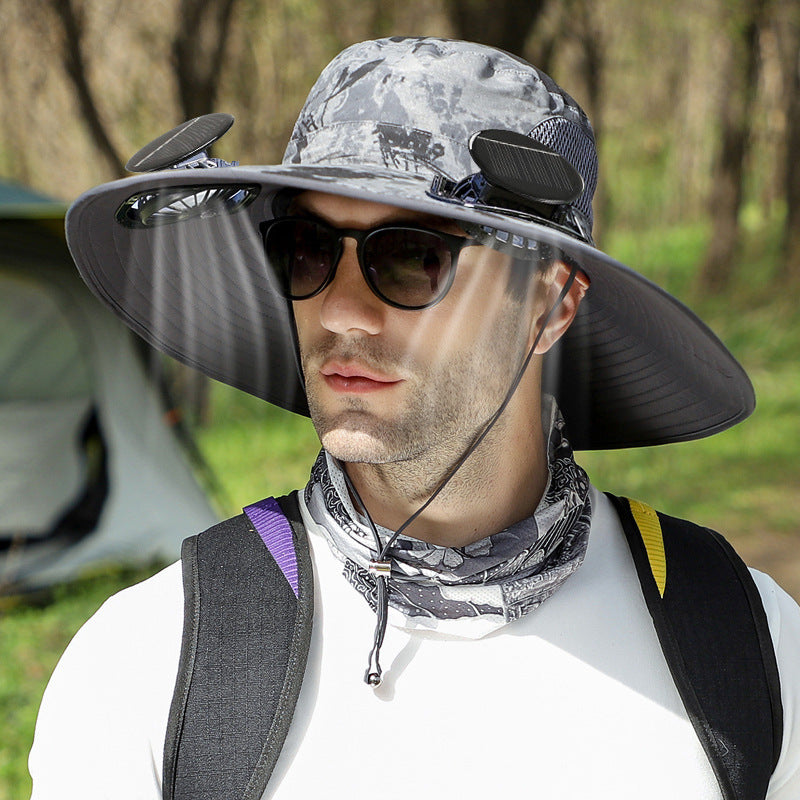 Solar Fan Cap Pêche d'alpinisme extérieur