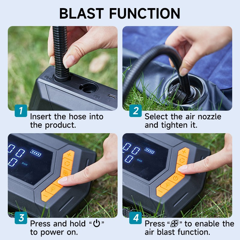 9000A Batterie de démarrage de voiture Peak Power Bank avec compresseur d'air Air Blower UK