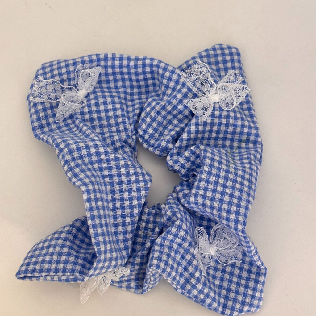 French Vintage Plaid Square Scrunchie