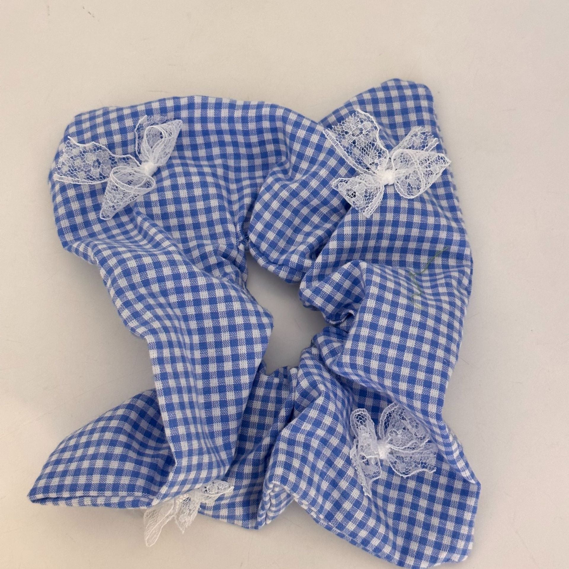 Style français Vintage Plaid Square Scrunchie