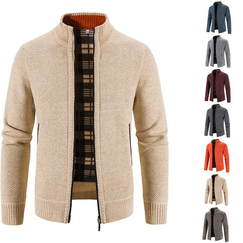 Commerce extérieur Hommes Automne et hiver Cardigan Zipper Sweater Fleece Collar Veste Homme L