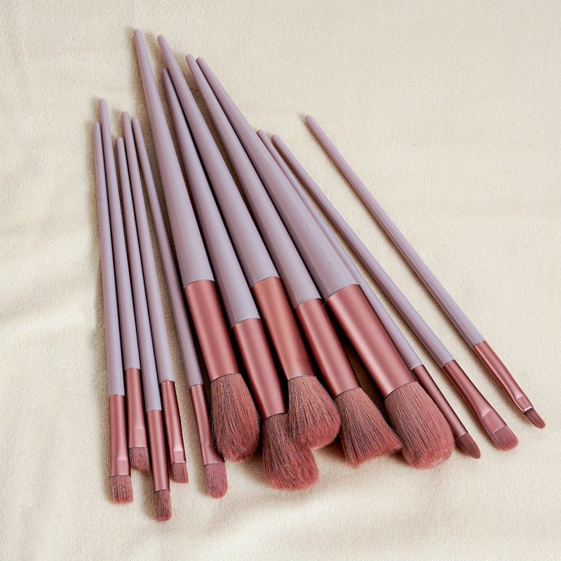 Pinceau de maquillage 13Pcs Set synthétique en fibre plastique Poignée sac en velours