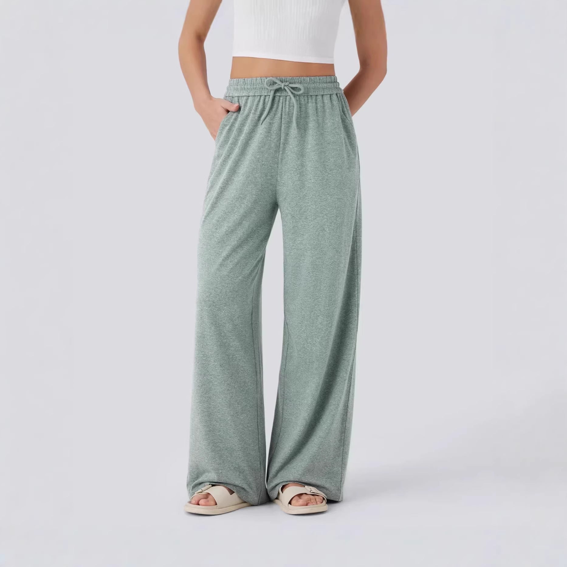 Pantalons à jambes droites pour femmes Solide-couleur