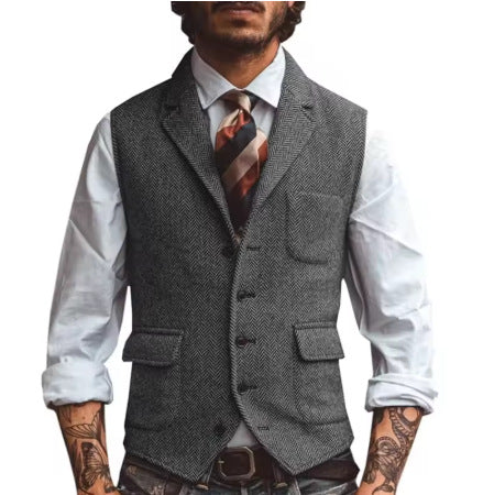 Veste de gestuelle de la lapelle brune pour hommes