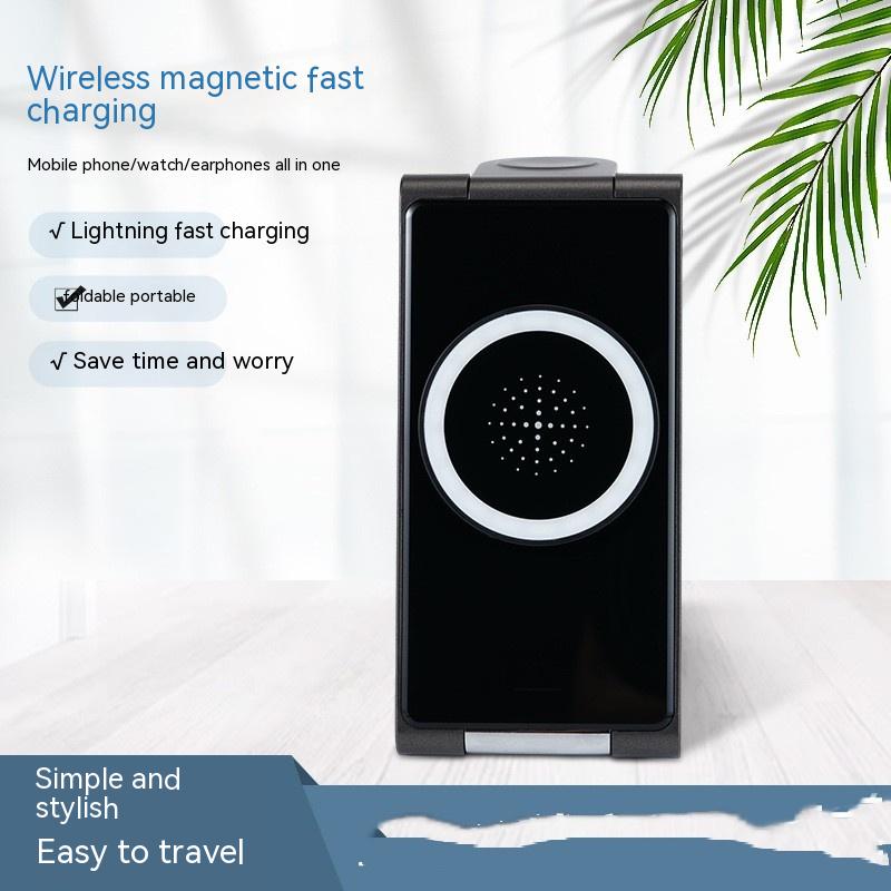 Chargeur sans fil pliant en métal trois en un