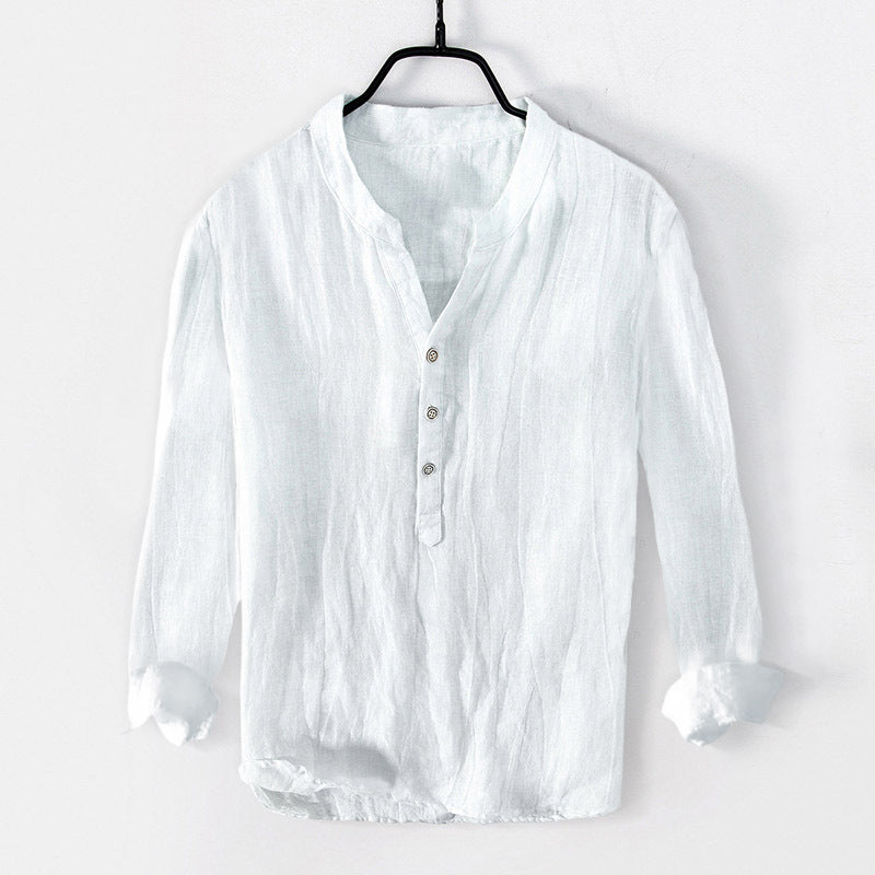 Chemise en coton de couleur solide pour hommes