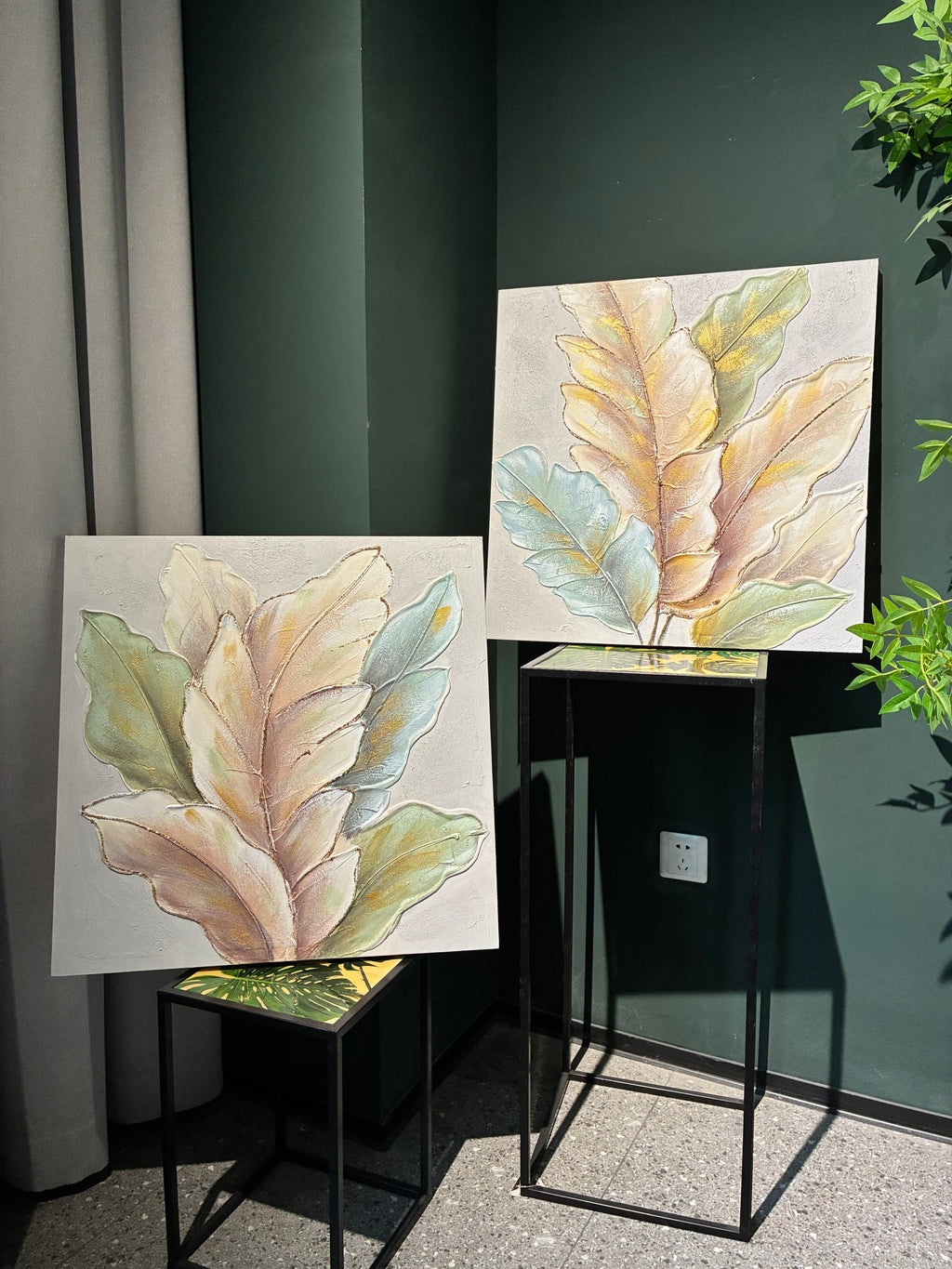 24x24 Ensemble de 2 Leaf Art Botanique