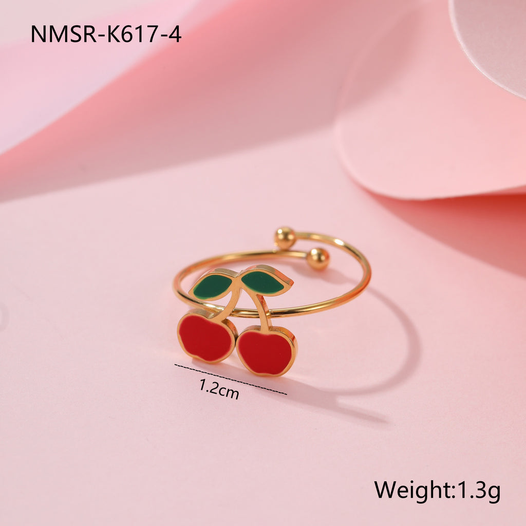 Bracelet Collier Cerise Bracelet Boucle d'oreille en acier titane pièces