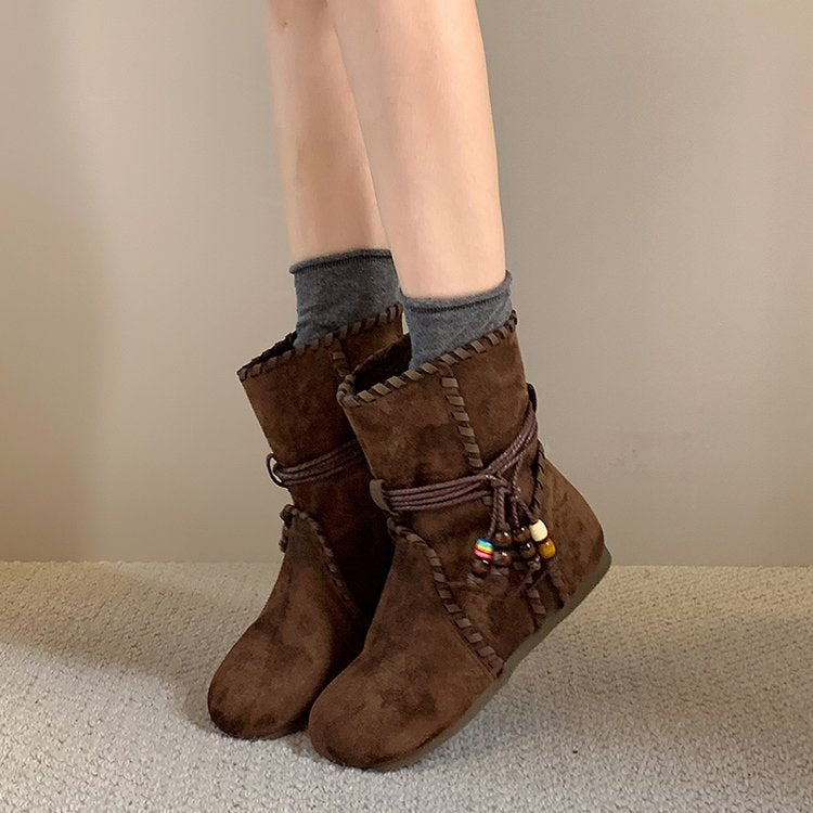 Automne Femmes Niche Vieille Bottes de cheville de Tassel